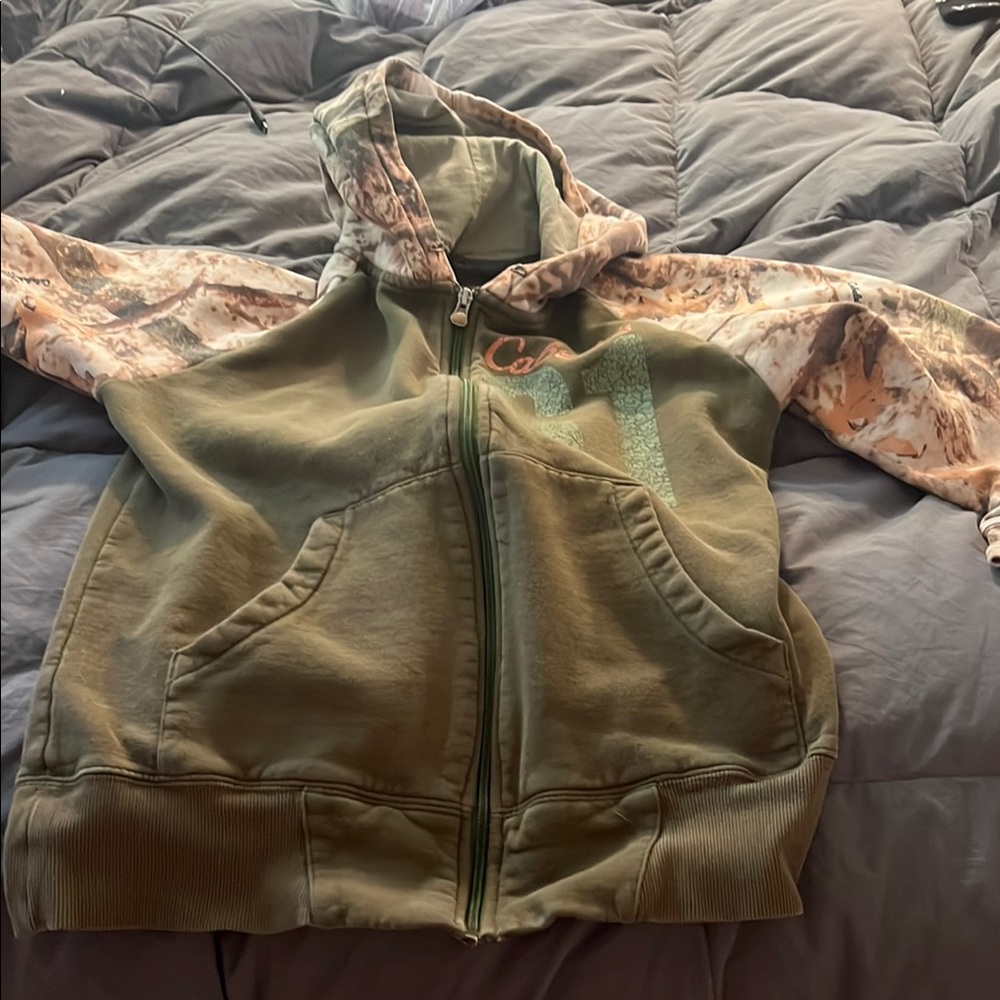 Cabela's Green and Camouflage Hoodie